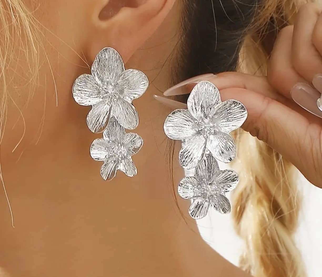 Aretes Flores Plateados