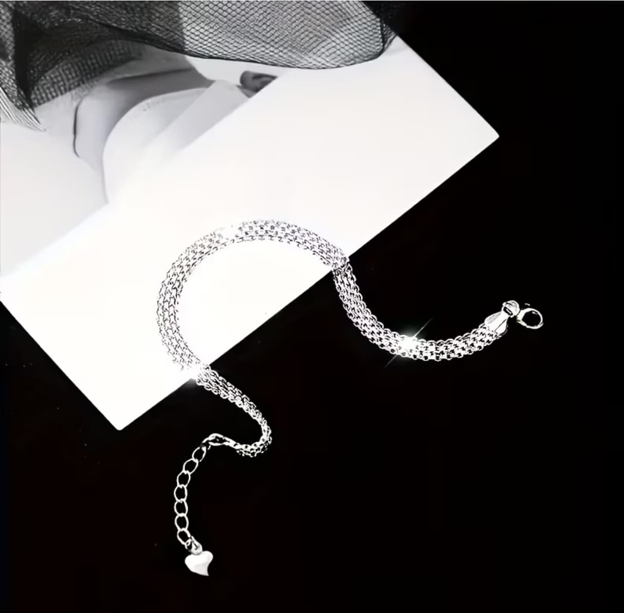 Pulsera de malla plateada