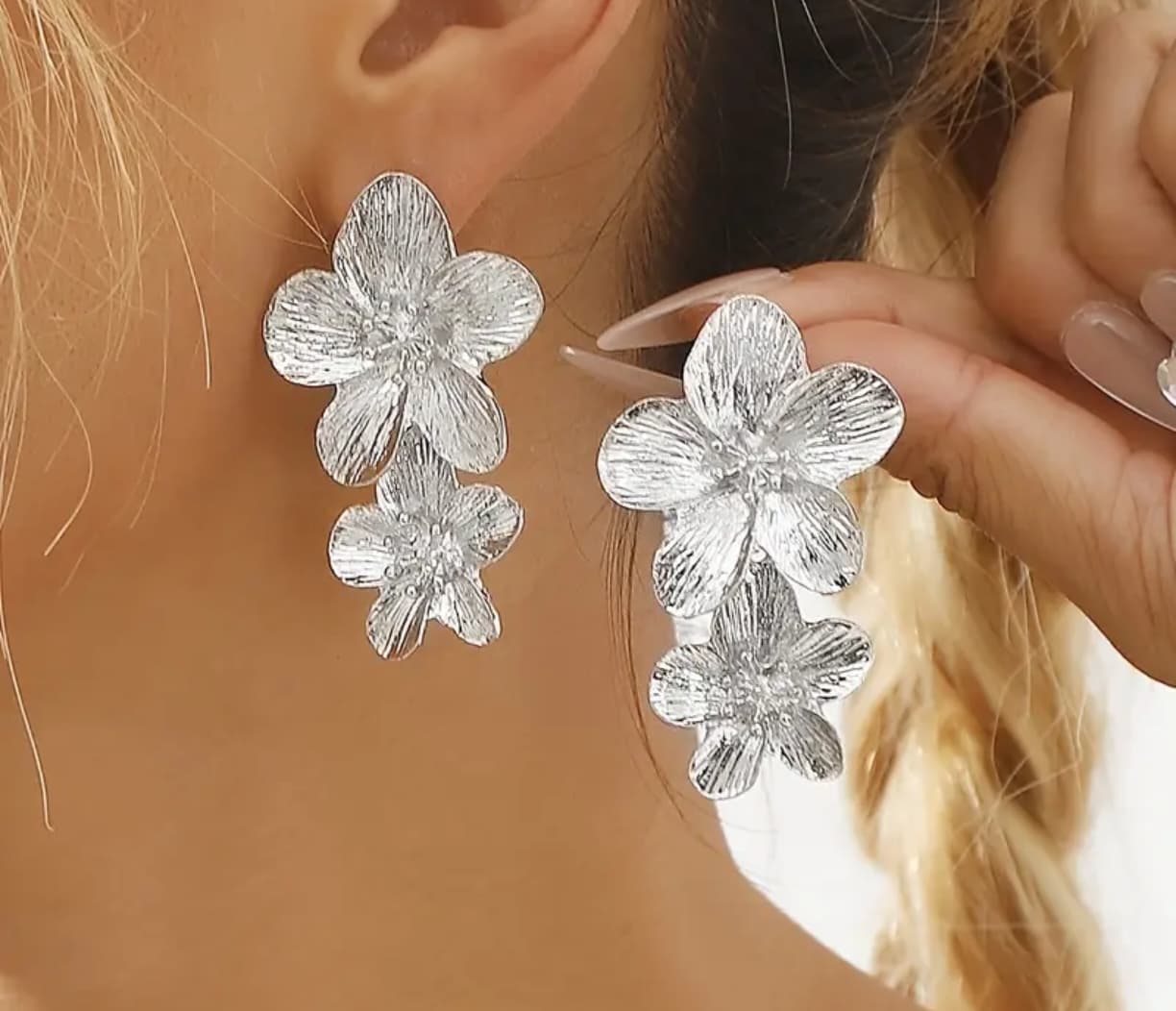 Aretes Flores Plateados
