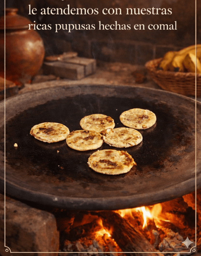 Pupusas hechas en comal