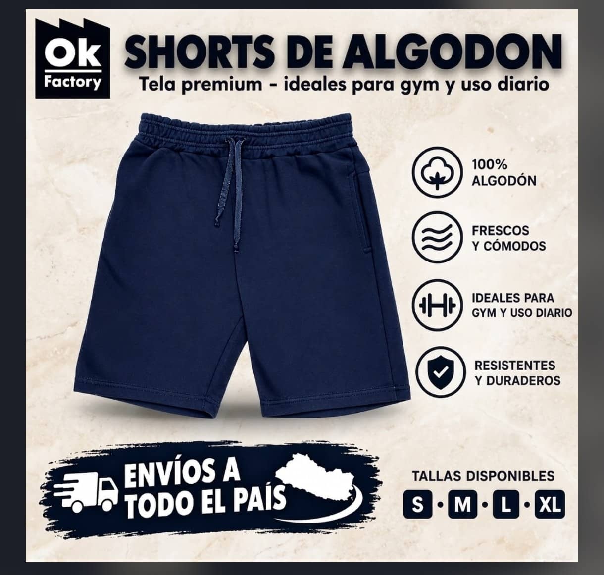 3 Shorts de algodón por $18
