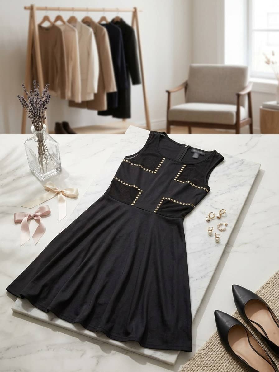 Vestido Negro con Tachuelas