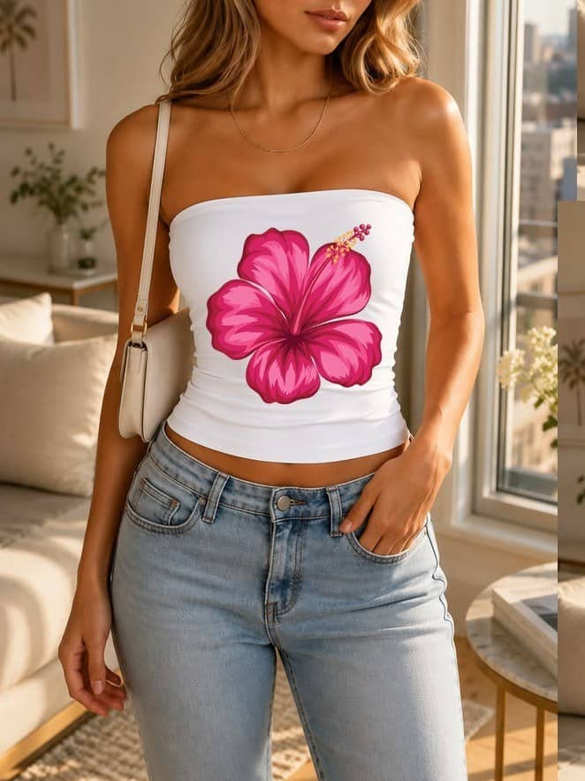Top strapless flor