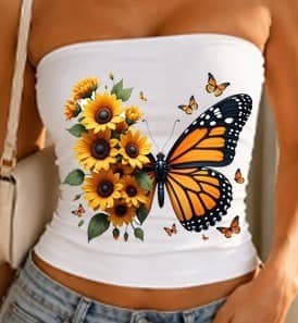 Top strapless girasoles mariposa