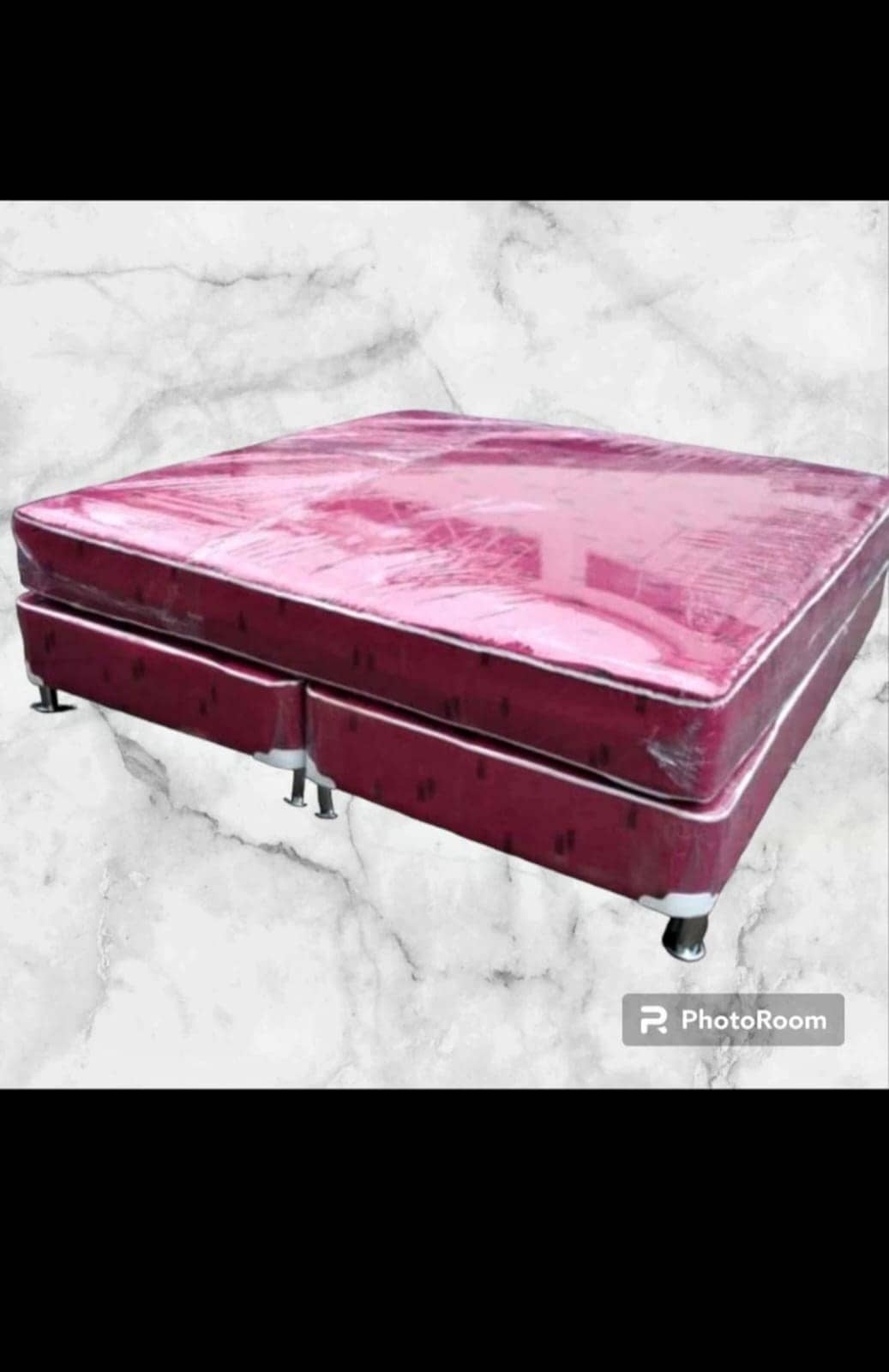 Box Spring Matrimonial Vinotinto