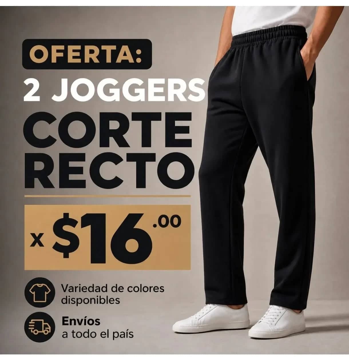 2 Joggers corte recto por $16