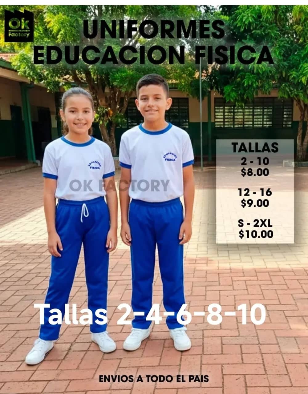 Uniforme escolar pants y camisa, azul bandera