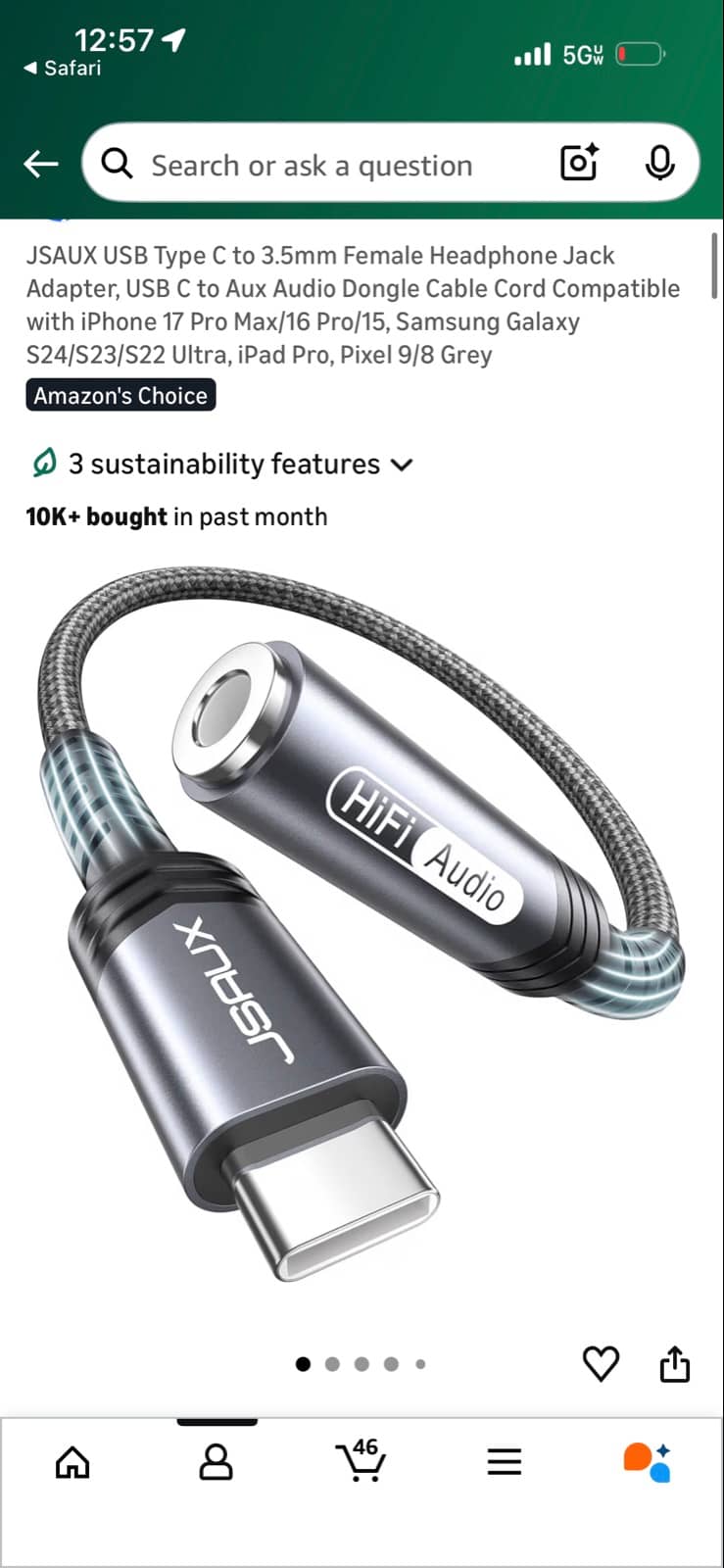 Adaptador USB-C a 3.5mm