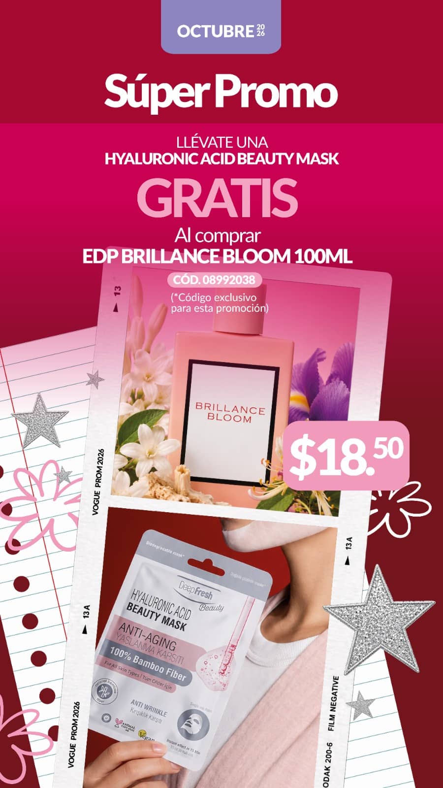 Perfume Brillance Bloom EDP 100 ml + mascarilla gratis