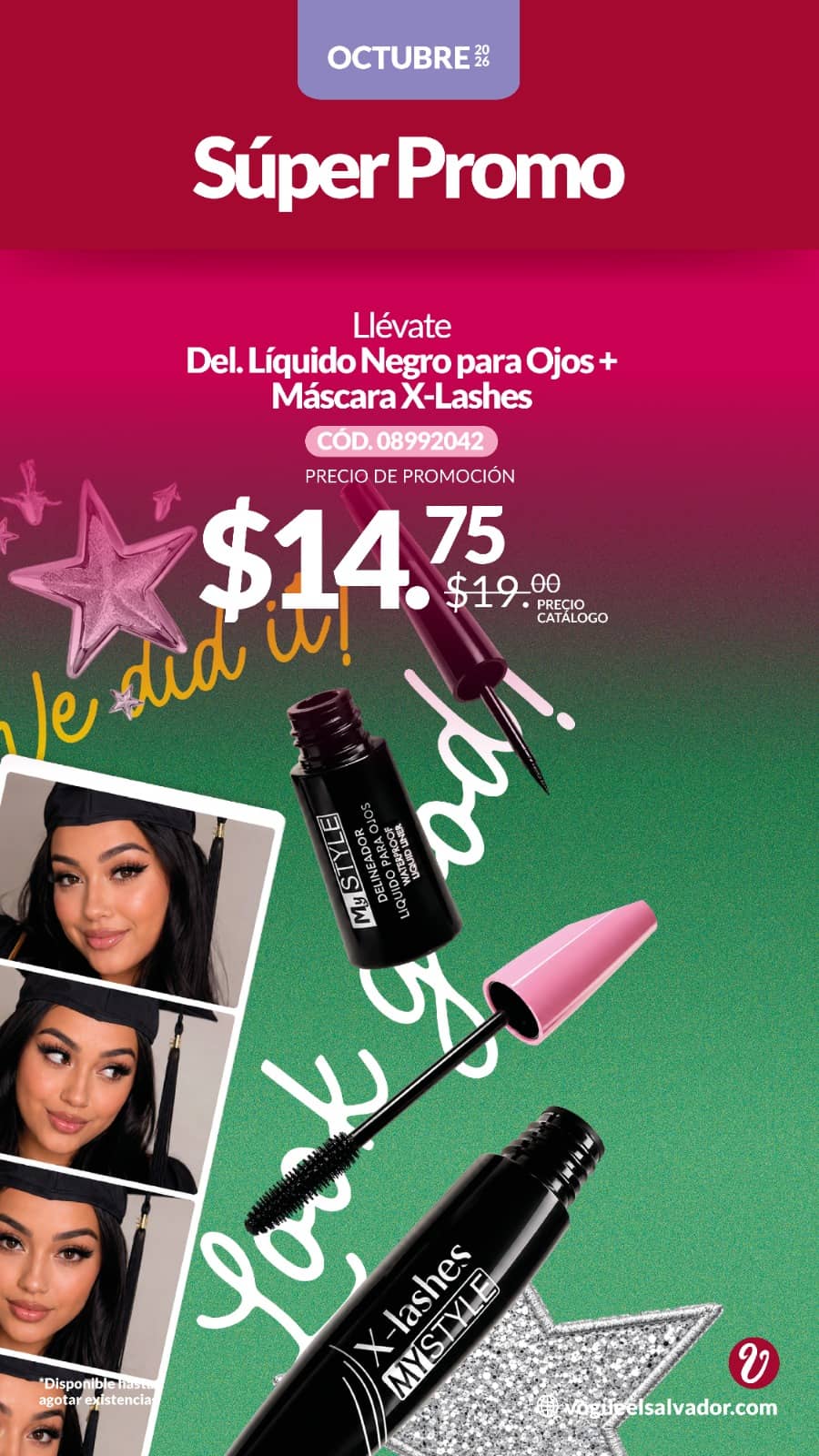 Delineador líquido negro + máscara X-Lashes