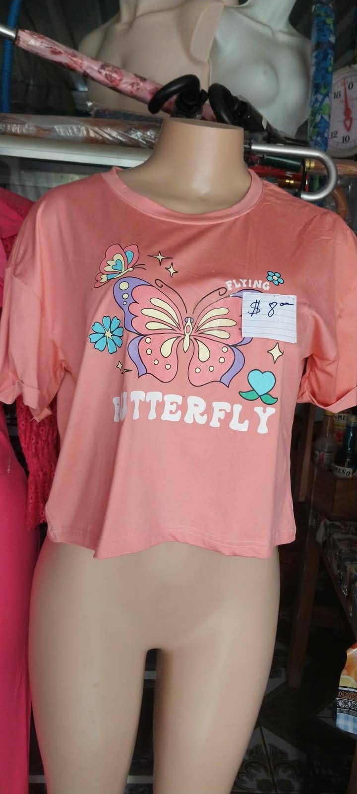 Camiseta rosada Butterfly