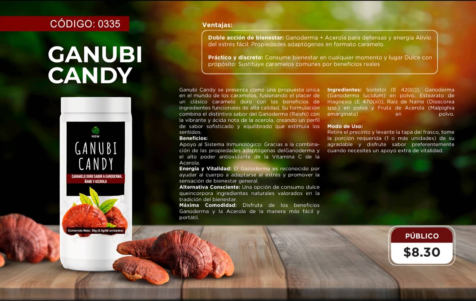GANUBI CANDY.( CARAMELO DE GANODERMA)