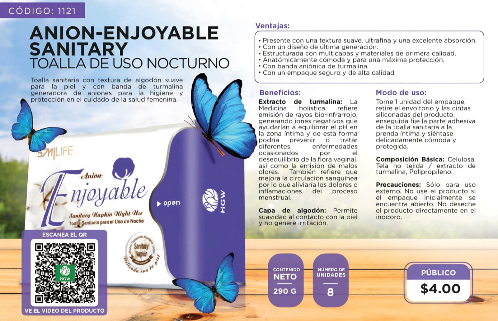 ANION-ENJOYABLE SANITARY DE HGW(TOALLA FEMENINA NOCTURNA)