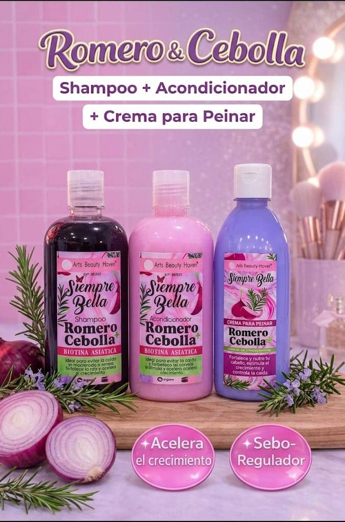 Kit Romero y Cebolla: shampoo, acondicionador y crema para peinar